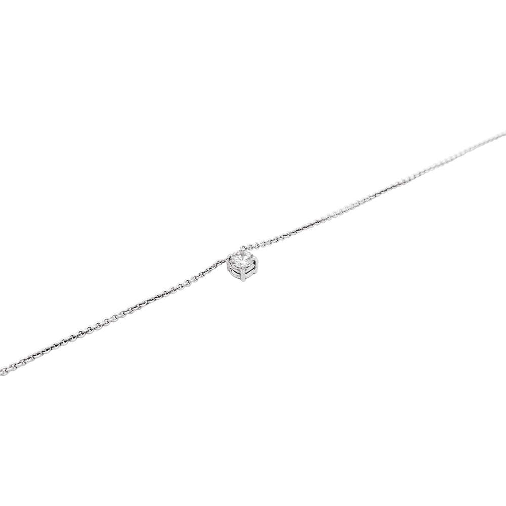 Collier solitaire, or blanc et diamant. 2