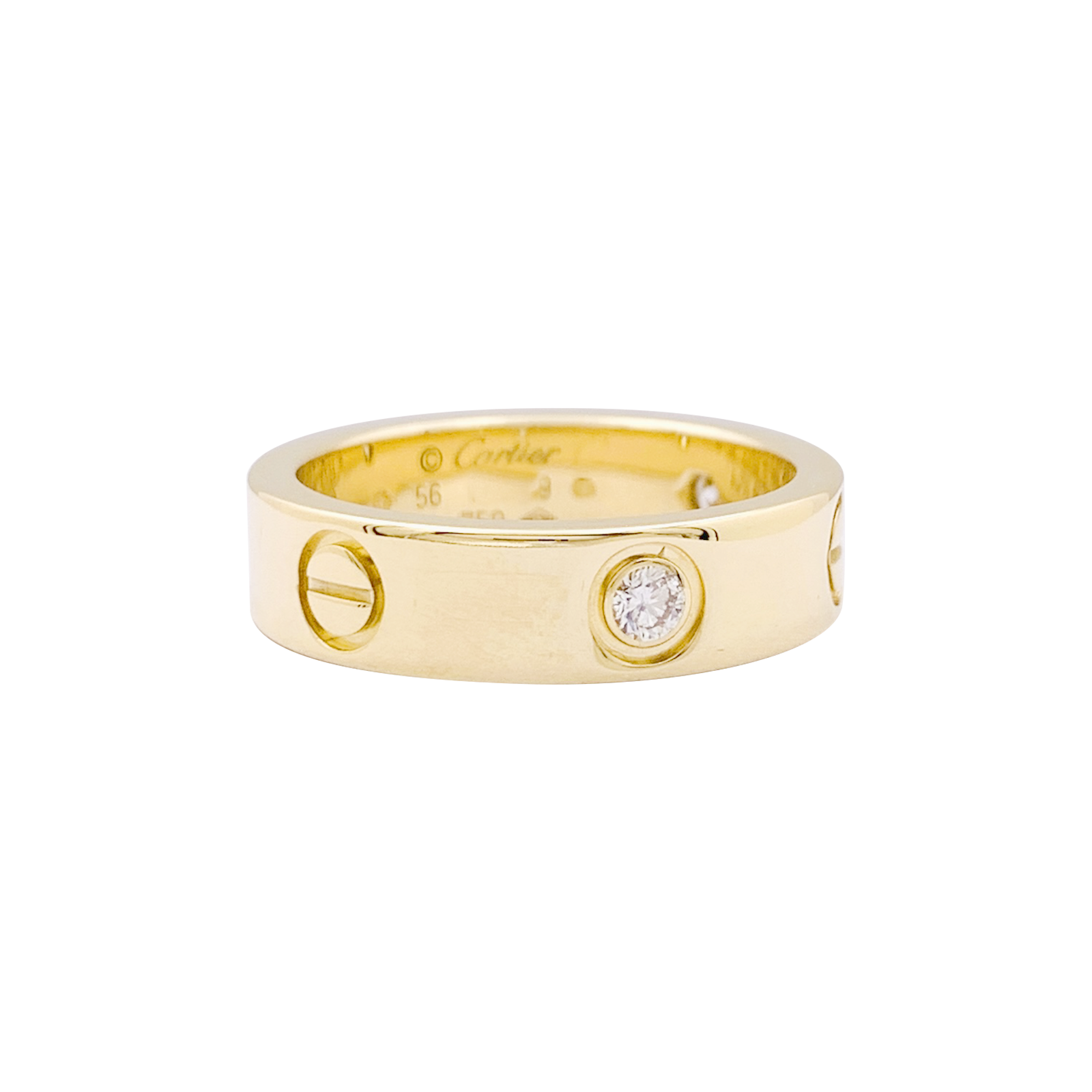 Bague Cartier, "Love 3 diamants", or jaune, diamants. 4