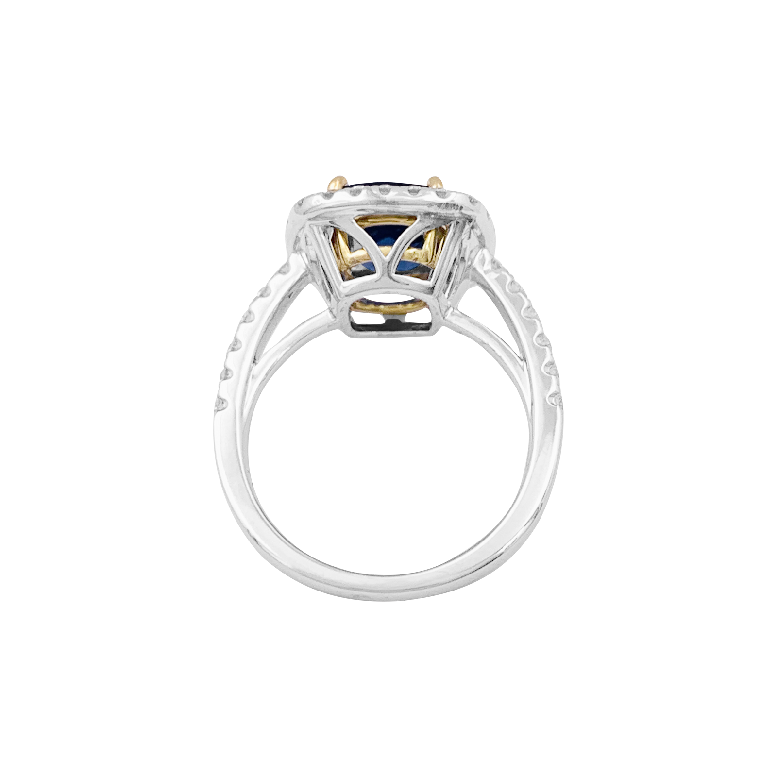Bague saphir, diamants, deux ors. 4