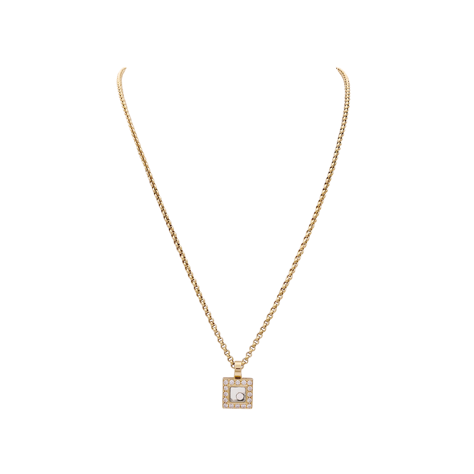 Collier Chopard, "Happy Square Diamond", or jaune, diamant. 1