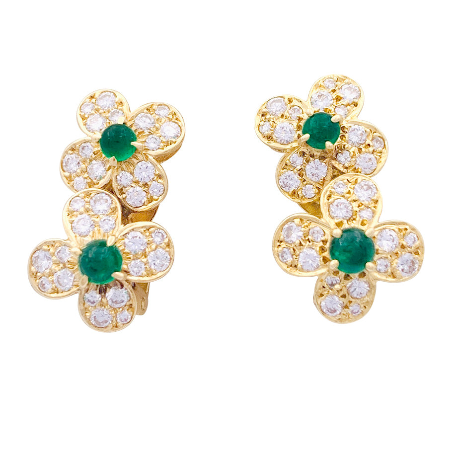 Clips Van Cleef & Arpels, "Fleurette", en or jaune, diamants et émeraudes. 1