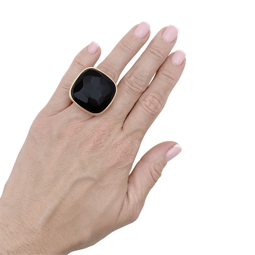 Bague Pomellato "Victoria", or rose, jais. 6
