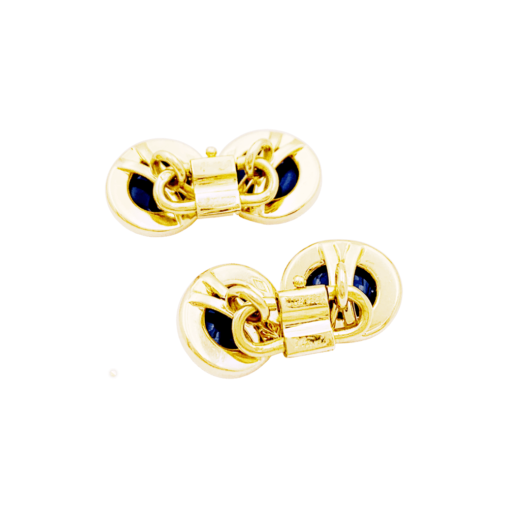 Boutons de manchette Cartier, or jaune, saphirs. 4