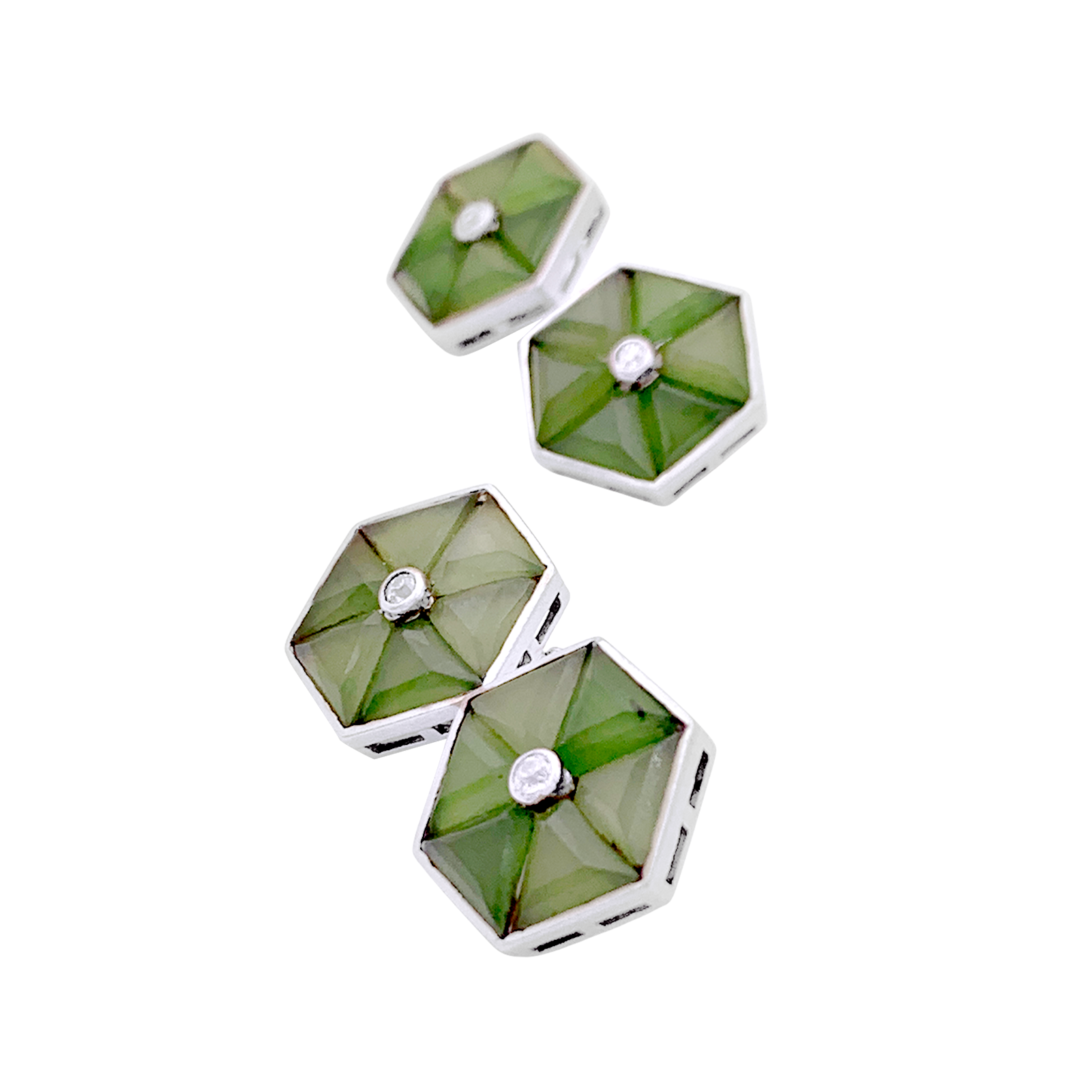 Boutons de manchette jade néphrite et platine. 2