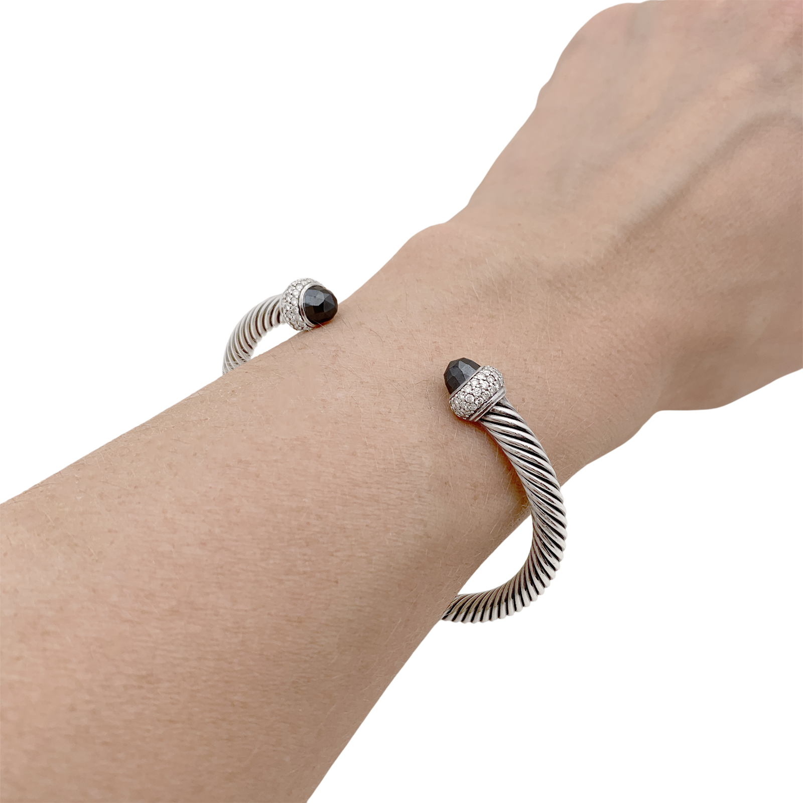 Bracelet David Yurman, "Cable Classic", argent, diamants, hématites. 6