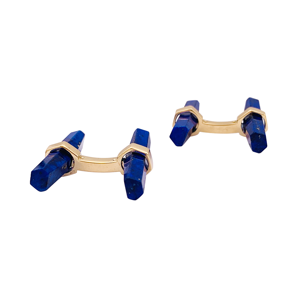 Boutons de manchette Cartier, or jaune, lapis lazuli. 1