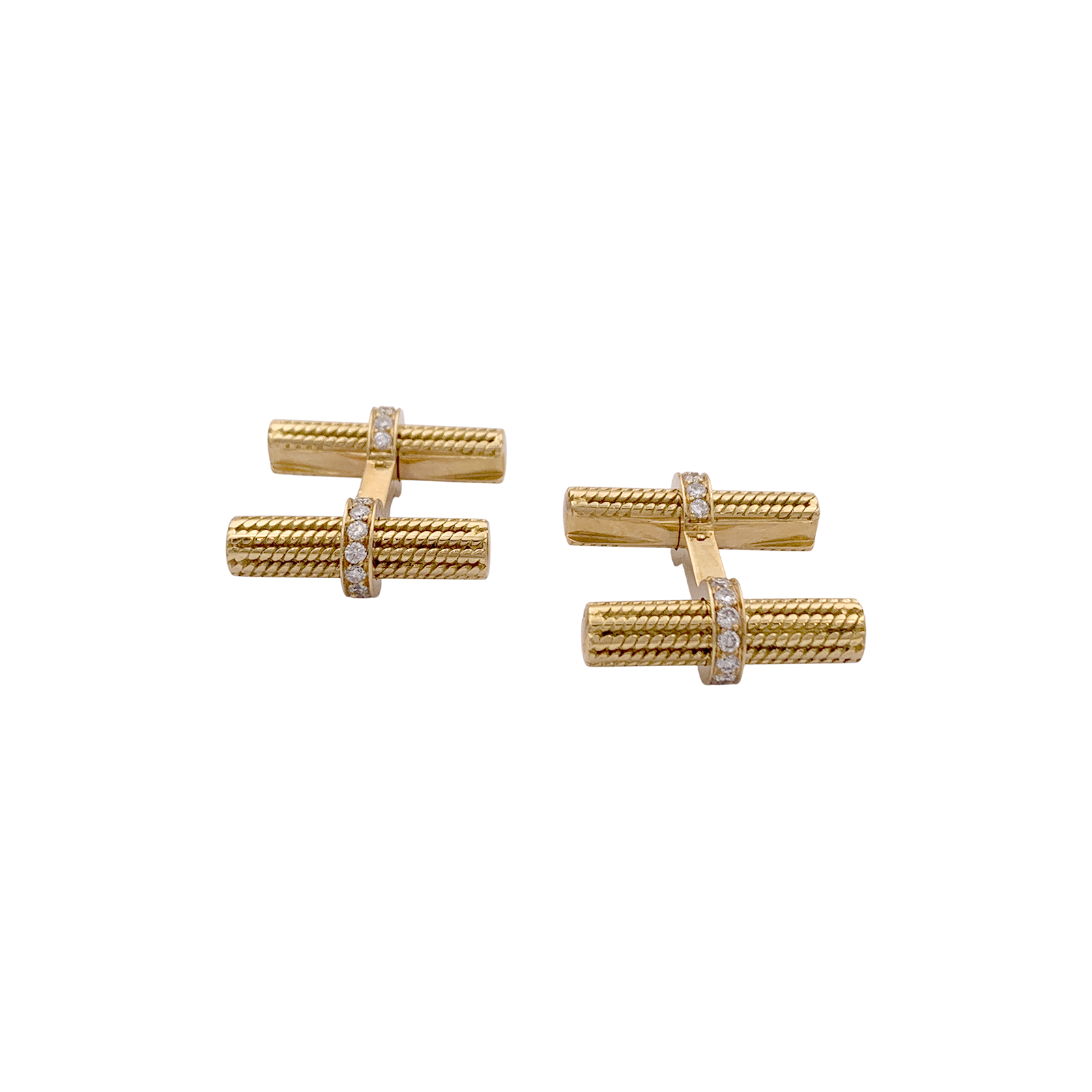 Boutons de manchette VAN CLEEF ET ARPELS, or jaune et diamants. 7