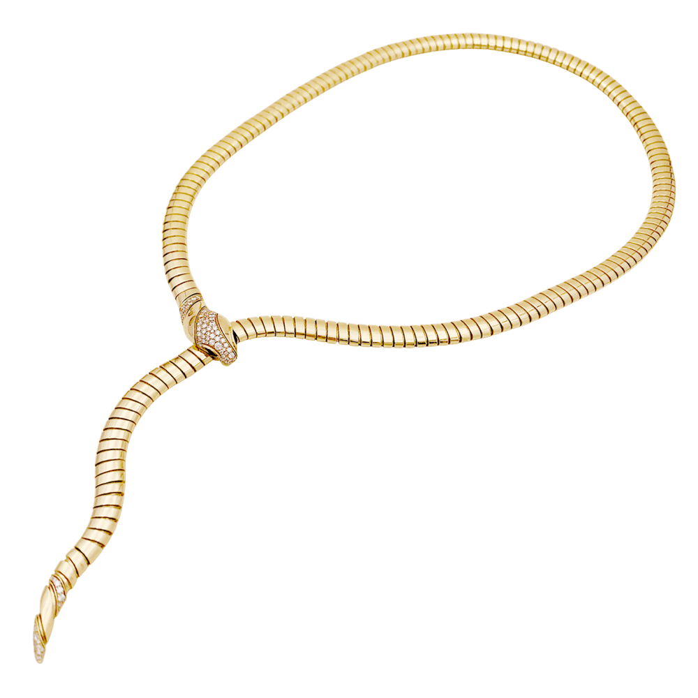 Collier Bulgari, « Serpenti Tubogas », or jaune, diamants, onyx. 5