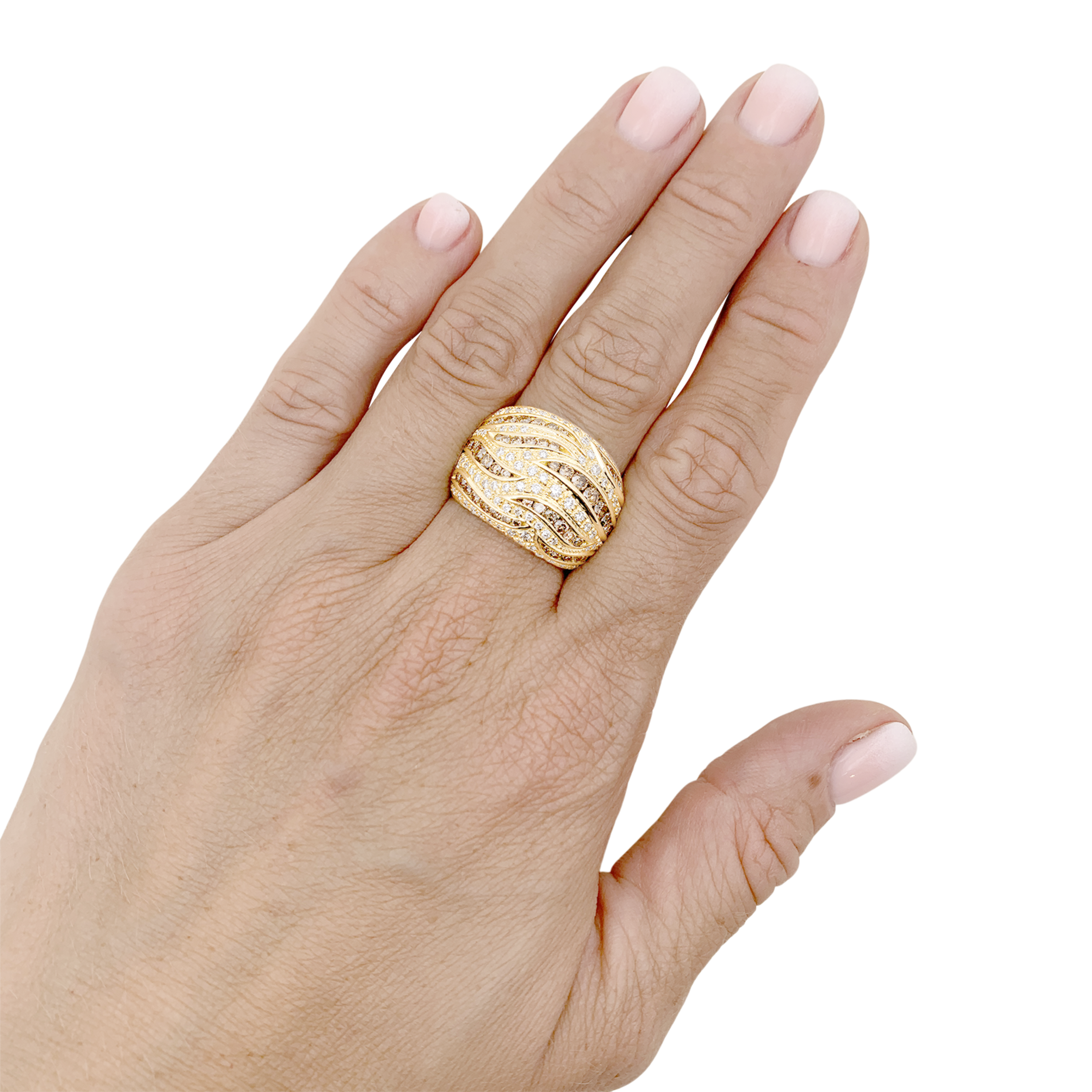 Bague Damiani en or jaune, pavage diamants, diamants bruns. 6