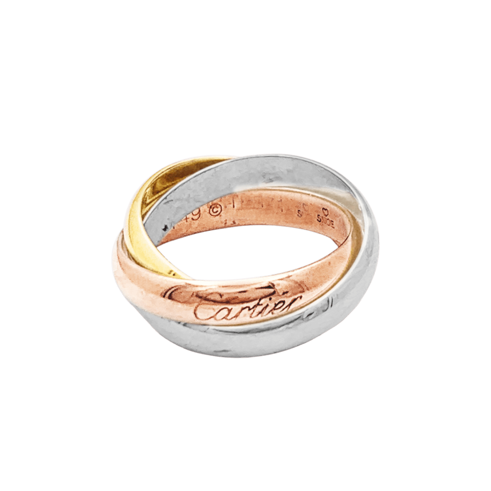 Bague Cartier, modèle "Trinity", trois tons d'or. 3