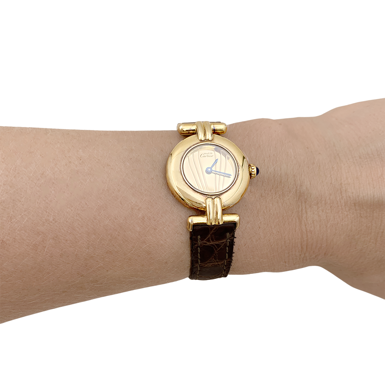 Montre Cartier, "Colisée Must", vermeil, cuir. 5