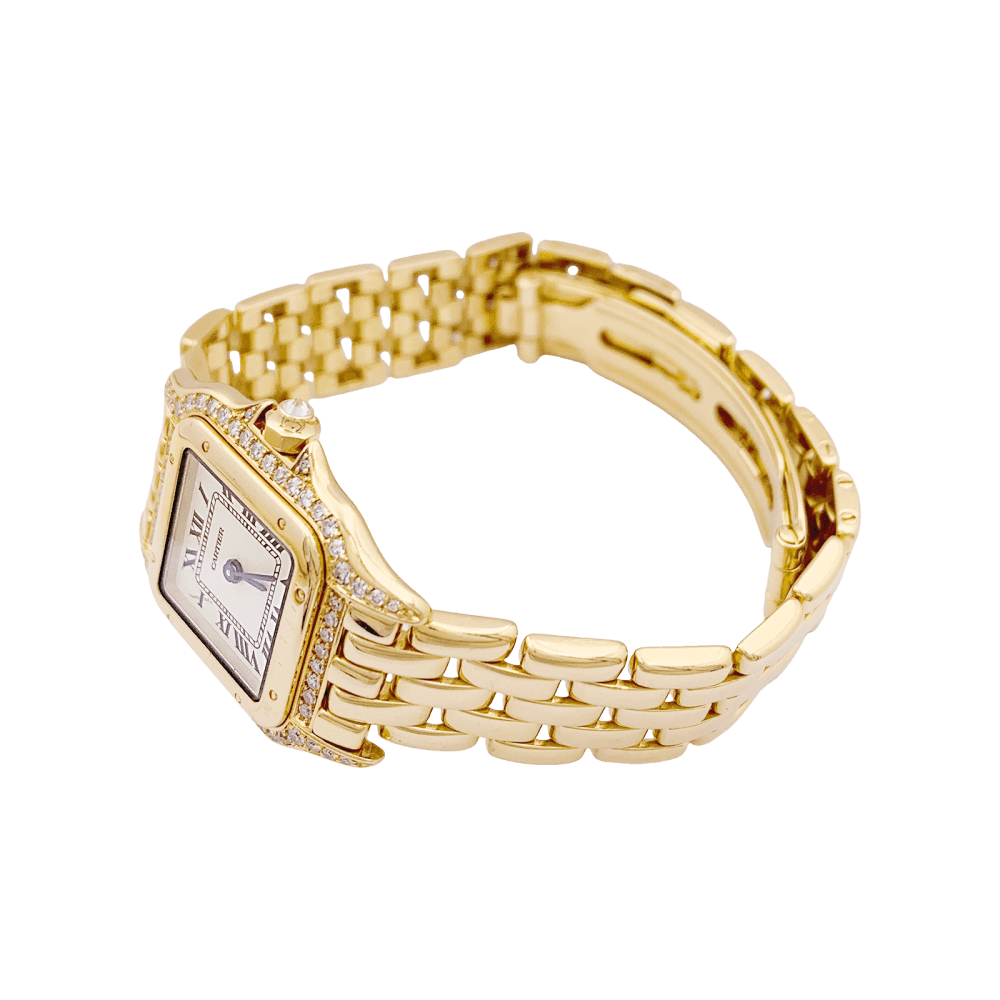 Montre Femme CARTIER Panthère, or jaune, diamants. 3