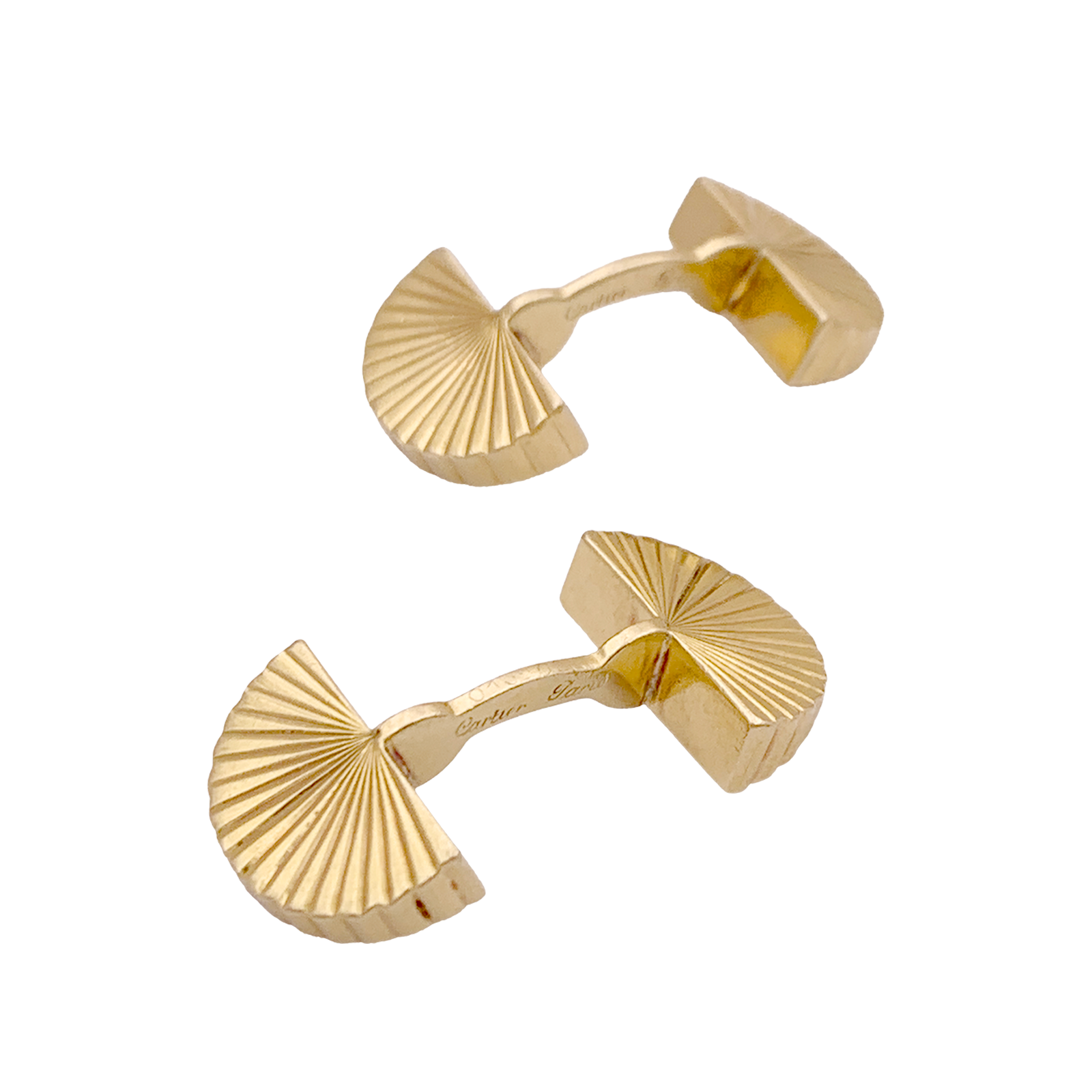 Boutons de manchette vintage Cartier, "Eventail", or jaune. 2