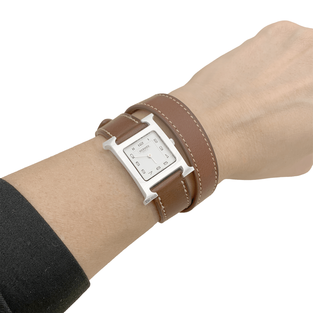 Montre Hermès, "Heure H", acier sur cuir. 6