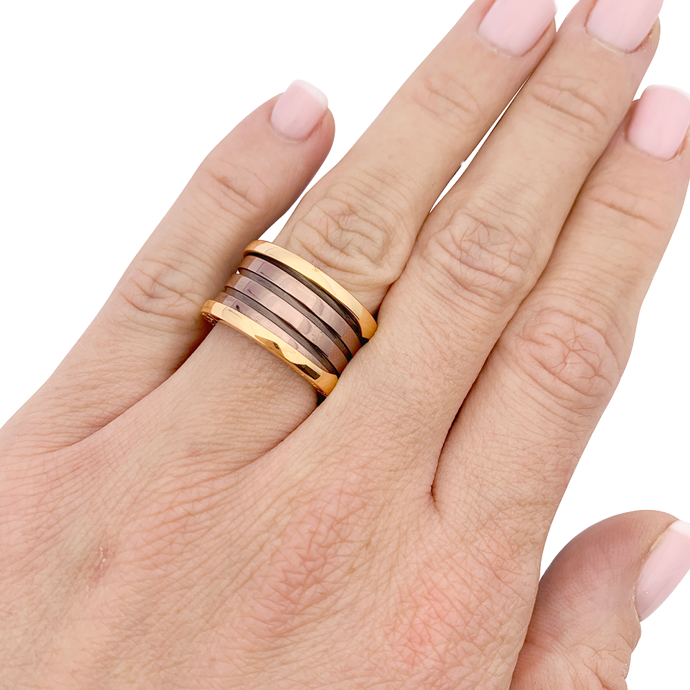 Bague Bulgari, "B.Zero1", or rose, cermet. 6