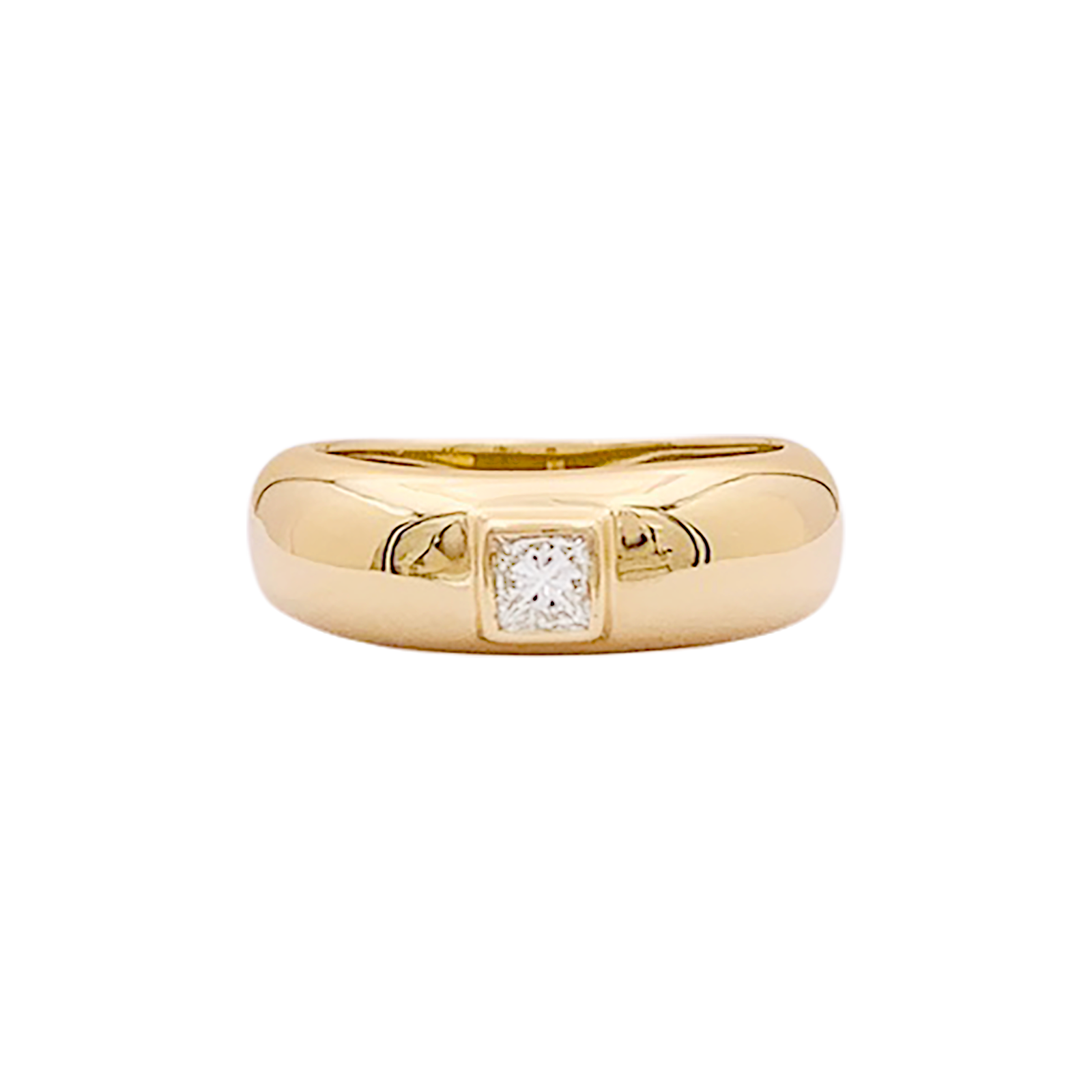 Bague Chaumet, "Anneau", or jaune, diamant princesse. 1
