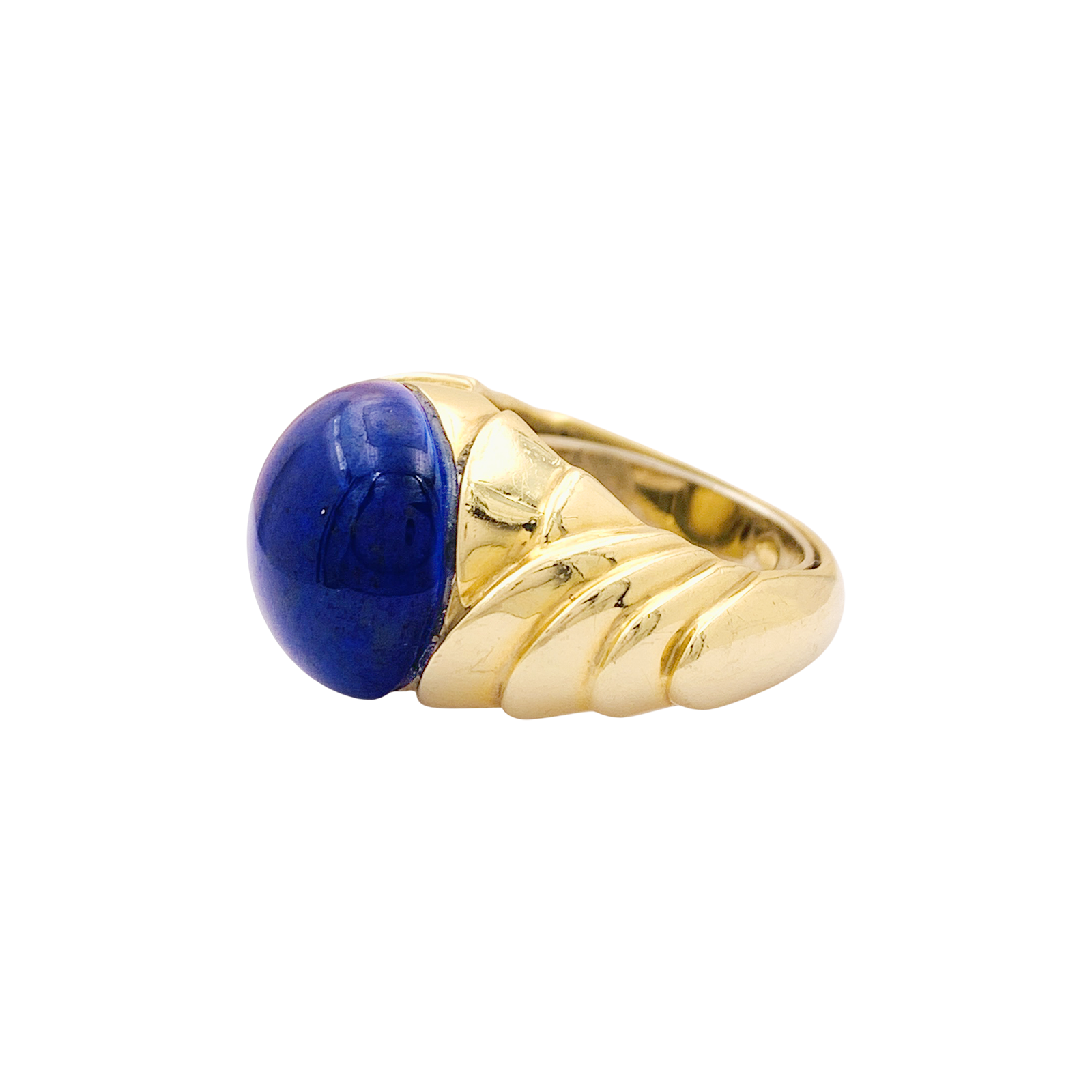 Bague or jaune et cabochon de lapis-lazuli. 3