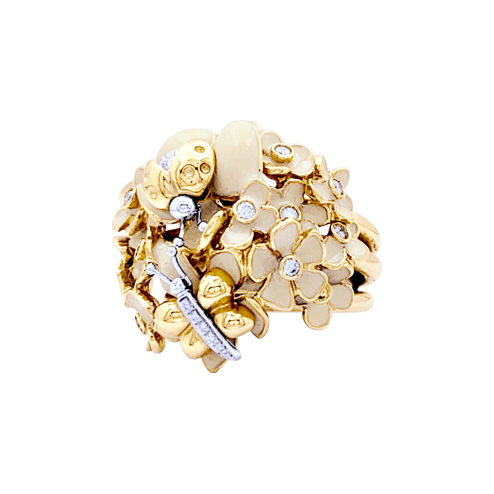 Bague Roberto Coin, or rose, émail et diamants. 2