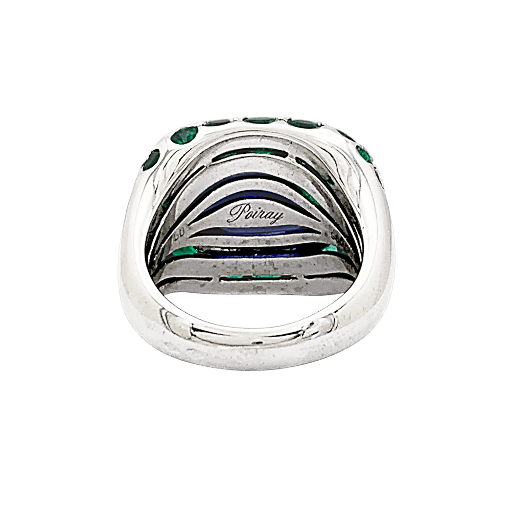 Bague Poiray « Cabaret » or blanc, iolite et émeraudes. 4