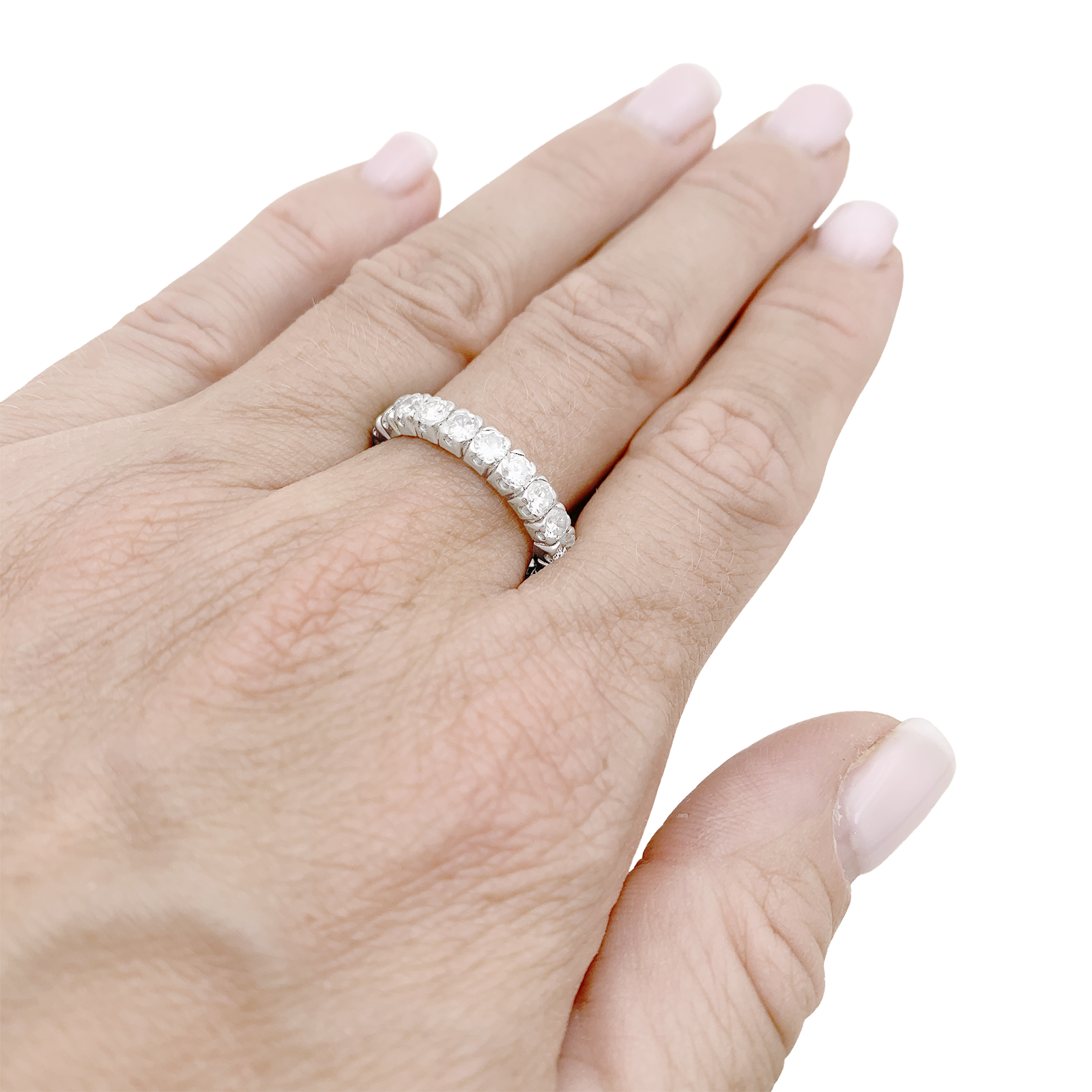 Bague alliance américaine platine et diamants. 6