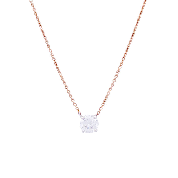 Collier solitaire deux ors, diamants. 1