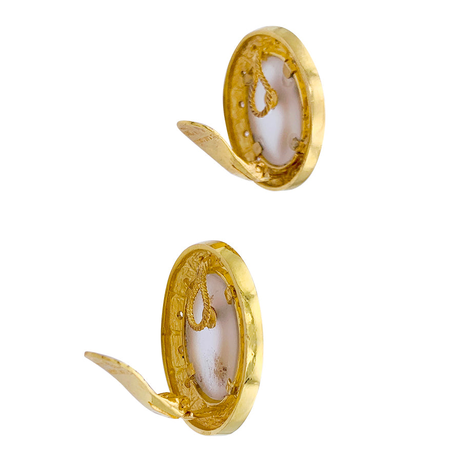 Boucles d'oreilles Lalaounis, "Bouclier d'Achilles", or jaune, cristal de roche. 1