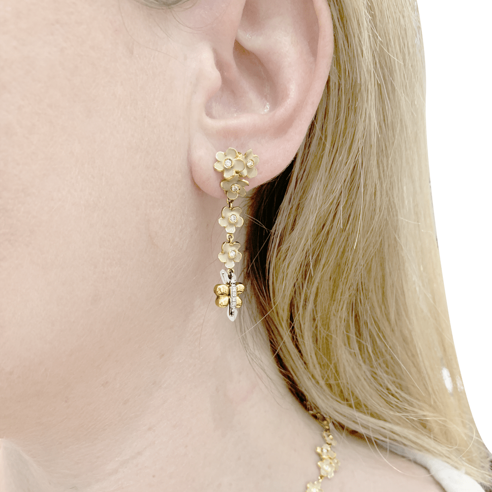 Boucles d'oreilles Roberto Coin, or rose, diamants, émail. 5