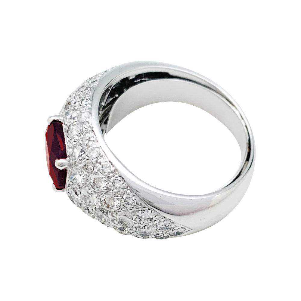 Bague jonc pavage diamant, rubis 1,78 carats. 5