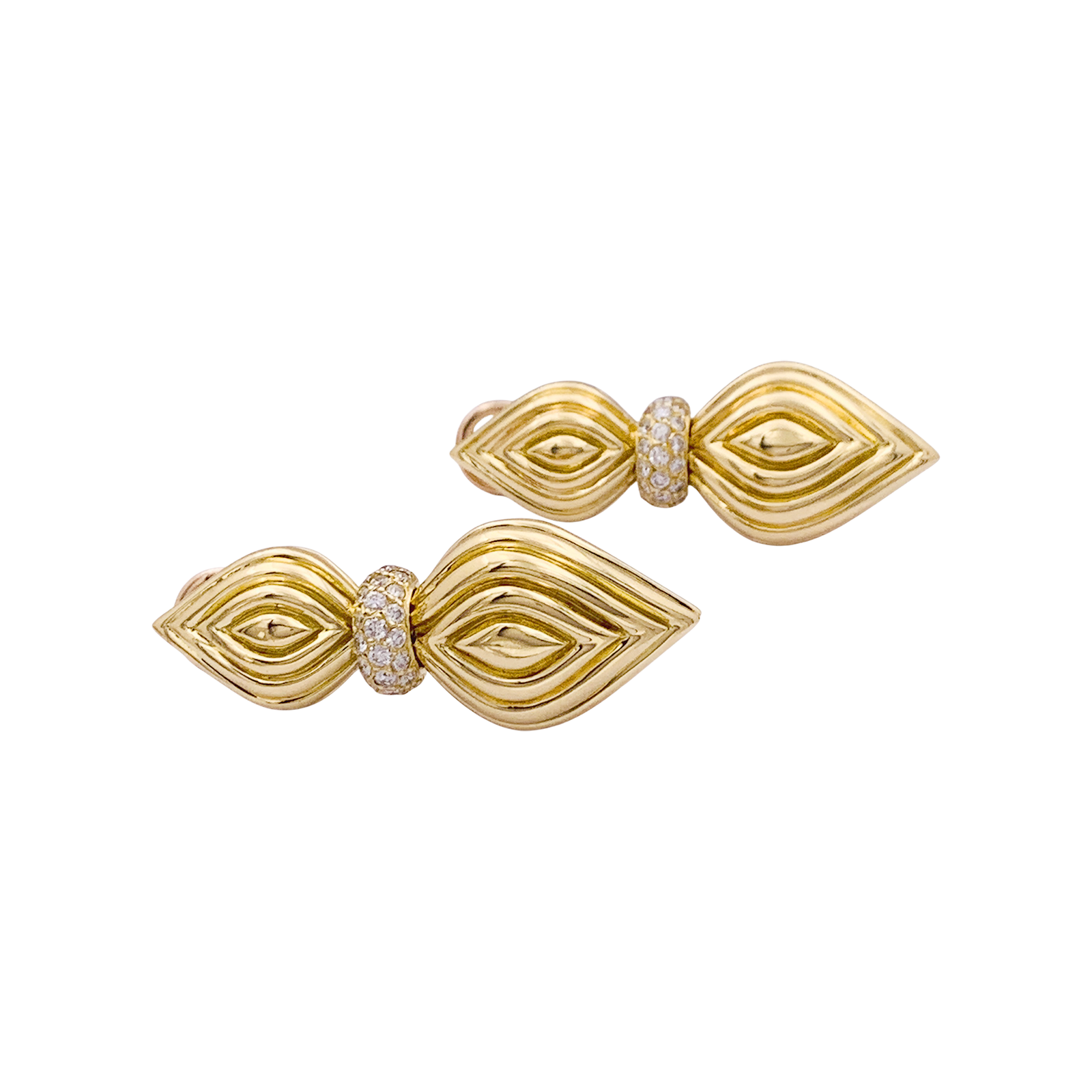 Boucles d'oreilles O.J. PERRIN, or jaune, diamants. 2