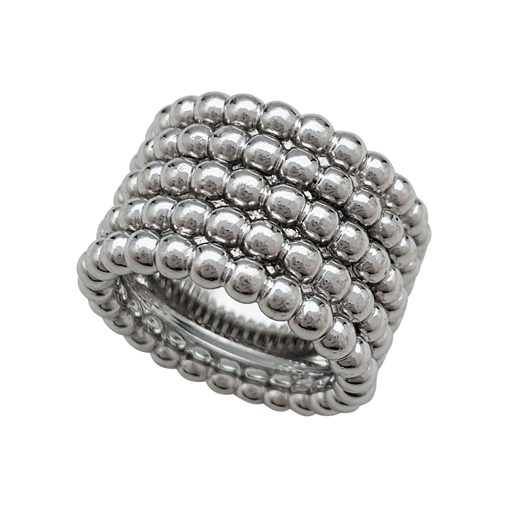 Bague Van Cleef & Arpels en or blanc modèle Perlée, 5 rangs 2