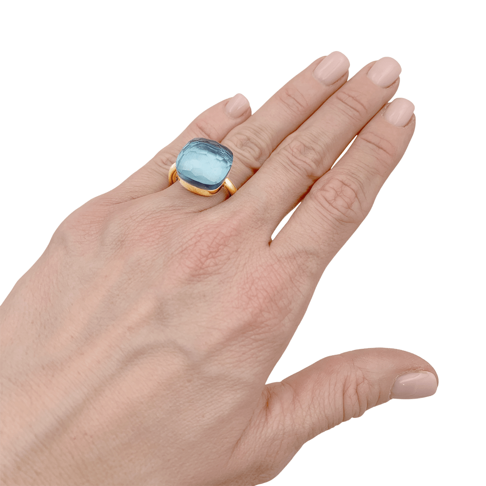 Bague Pomellato, "Nudo Maxi", deux ors et topaze bleue. 7