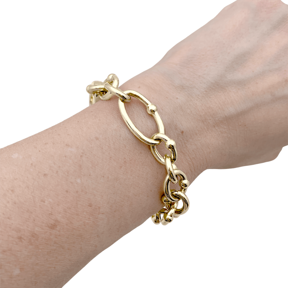 Bracelet maillons ovales et circulaires or jaune. 6