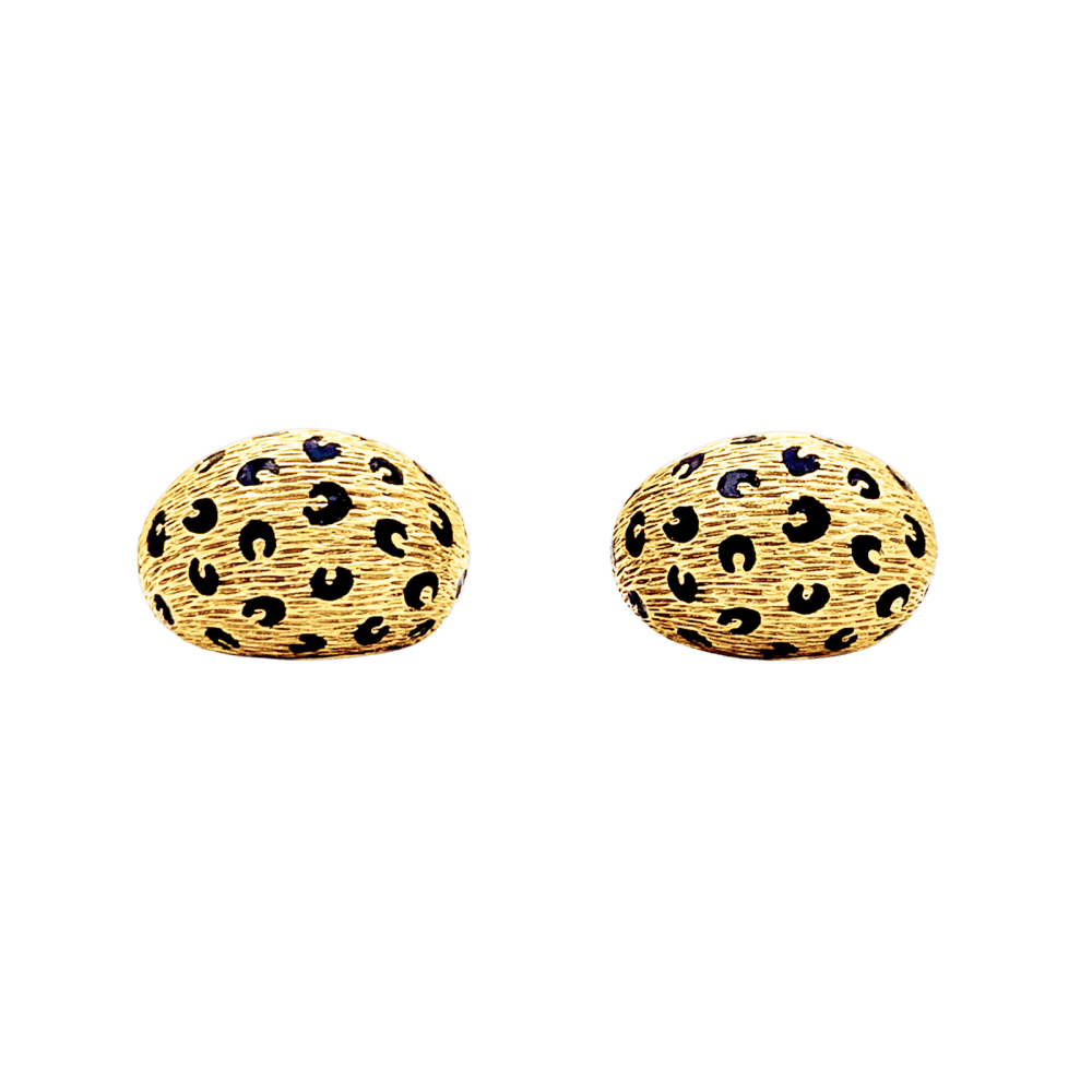 Boucles d'oreilles Fred Paris, "Léopard", or jaune et émail. 2
