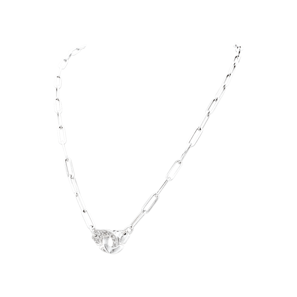Collier Dinh Van, "Menottes", or blanc, diamants 2