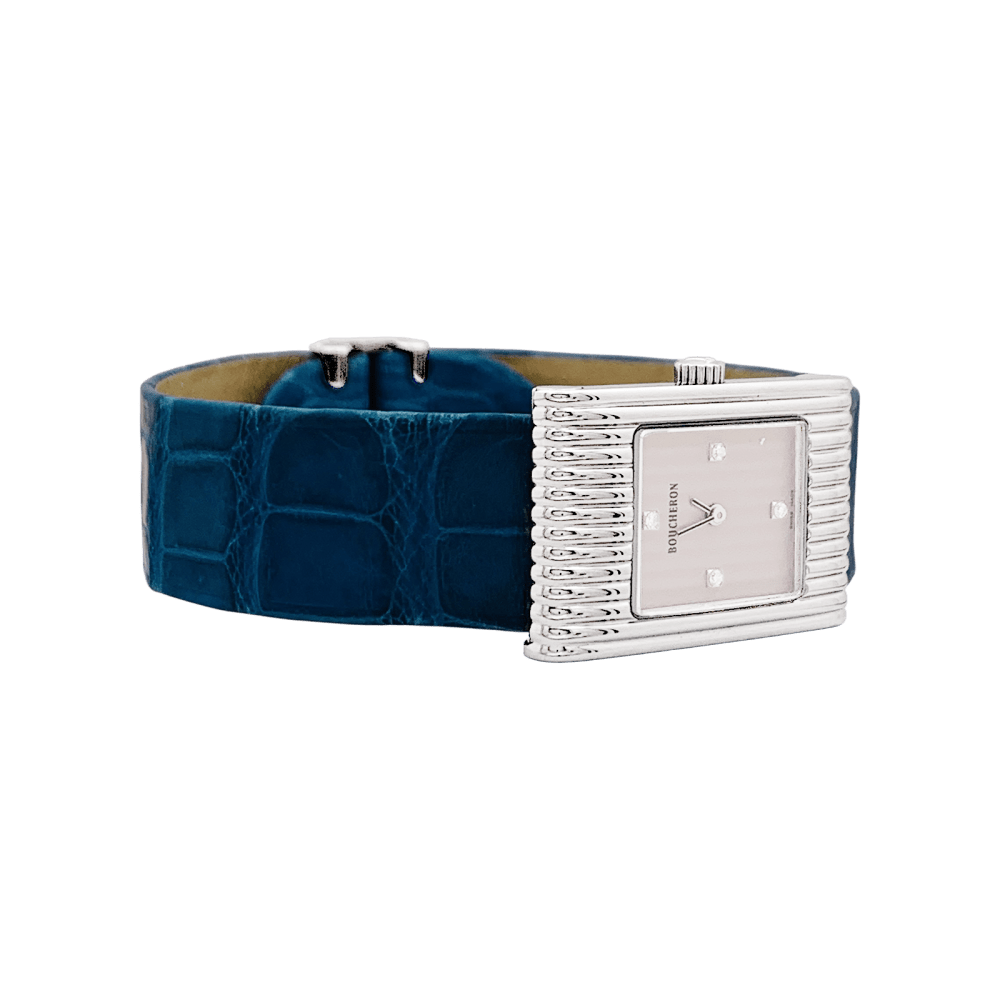 Montre Boucheron, "Reflet", acier sur cuir. 3