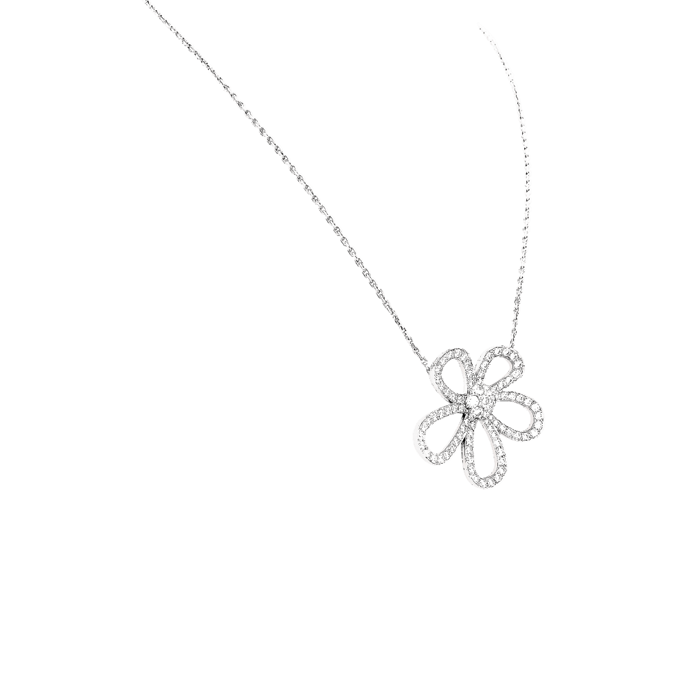 Collier Van Cleef & Arpels, "Flowerlace", or blanc, diamants. 2
