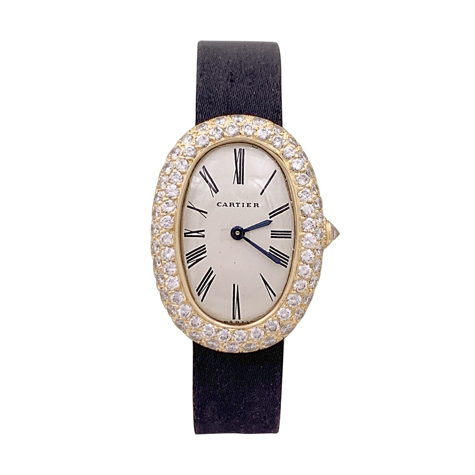 Montre Cartier, "Baignoire", or jaune, diamants. 2
