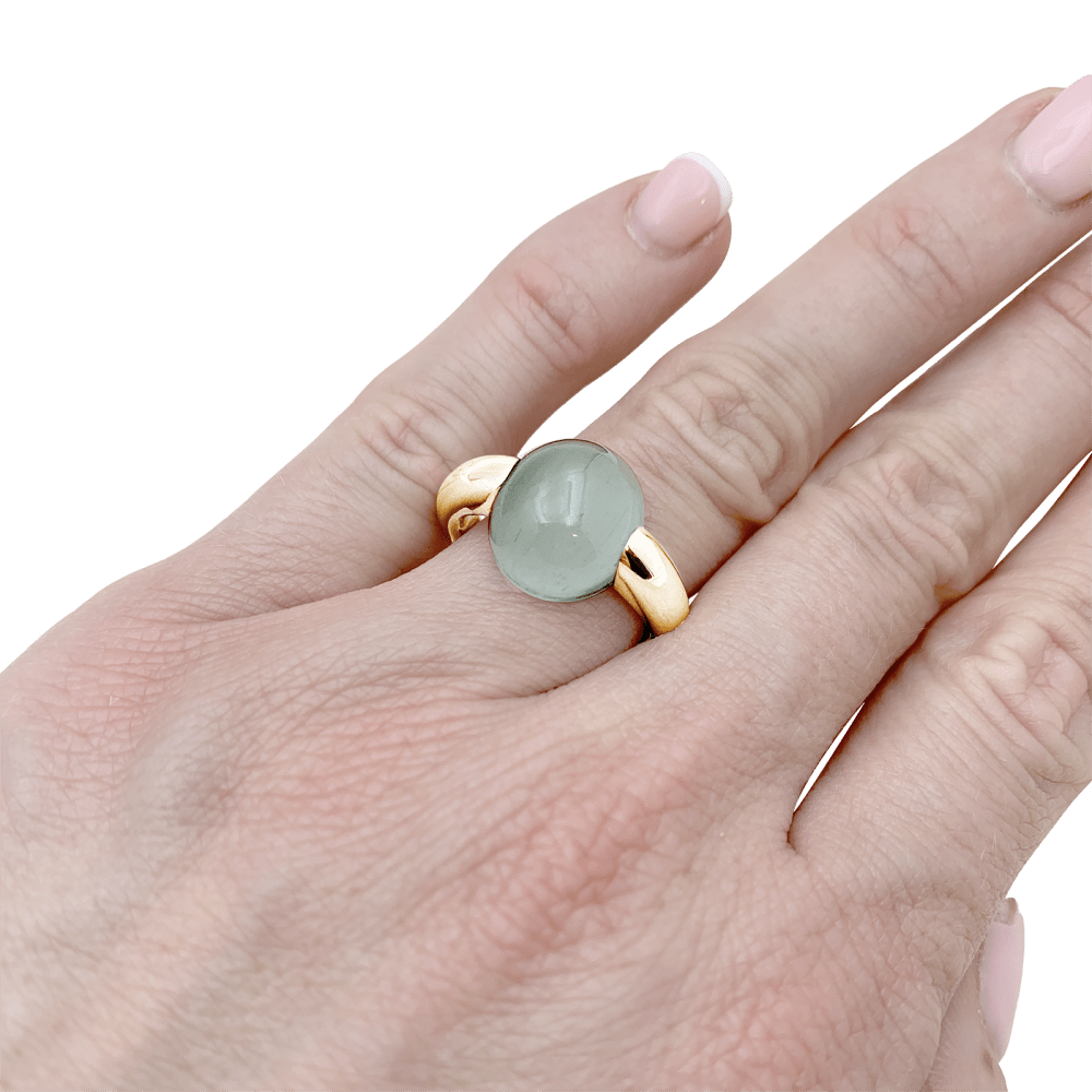 Bague Pomellato, "Luna", or rose, aigue-marine. 6