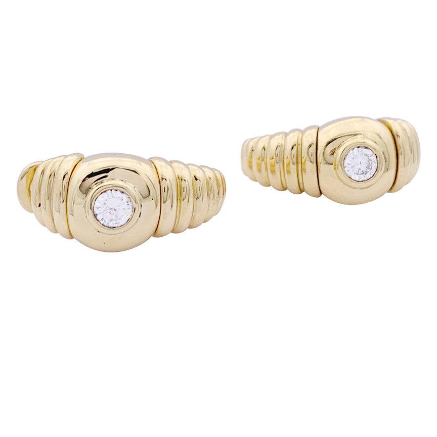 Boucles d'oreilles Fred, or jaune, diamants. 4