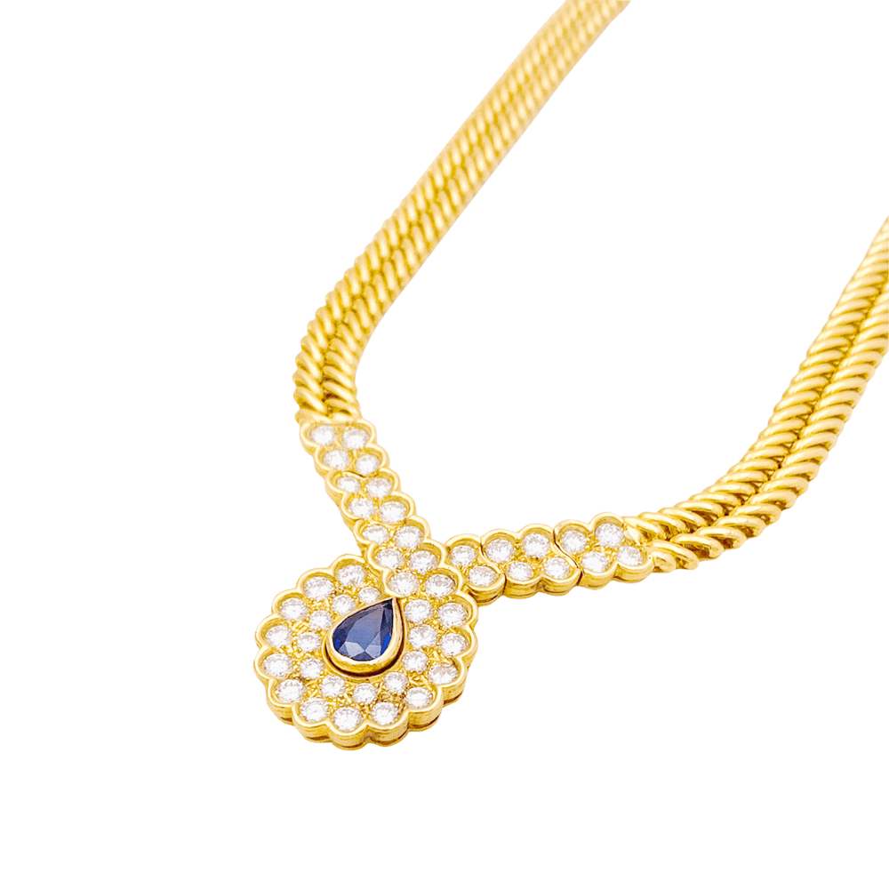 Collier Van Cleef & Arpels, or jaune, saphir, diamants. 4