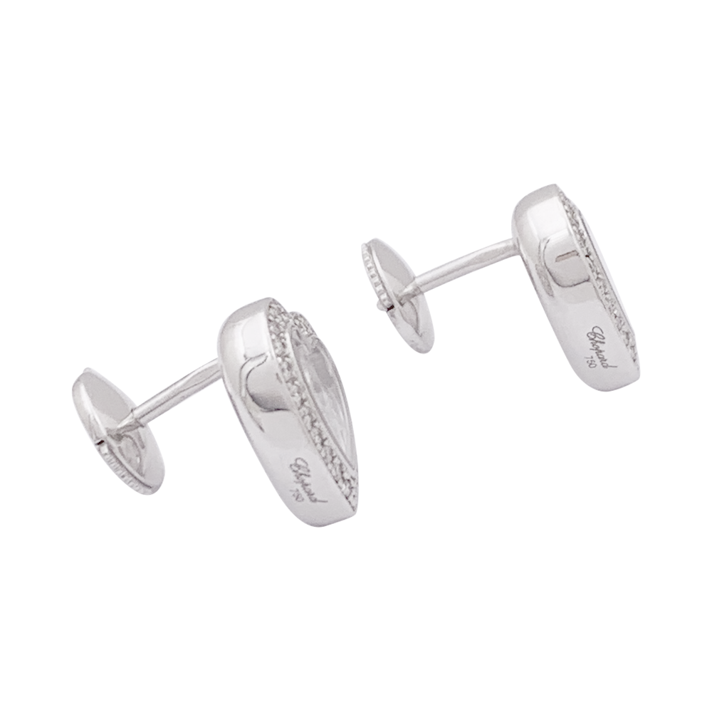 Boucles d'oreilles Chopard "Happy Diamonds" or blanc, diamants. 4