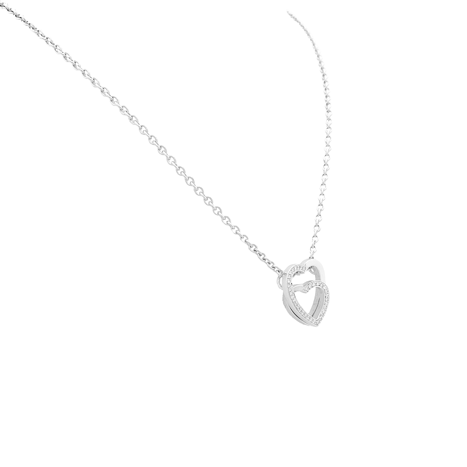 Collier Cartier, "Coeurs", or blanc, diamants. 2