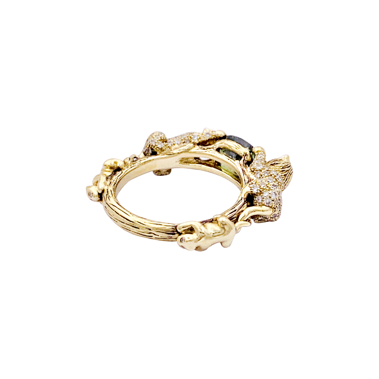 Bague Bibi Van Der Velden "Family Crest Lion" or jaune, diamants, saphir vert. 4