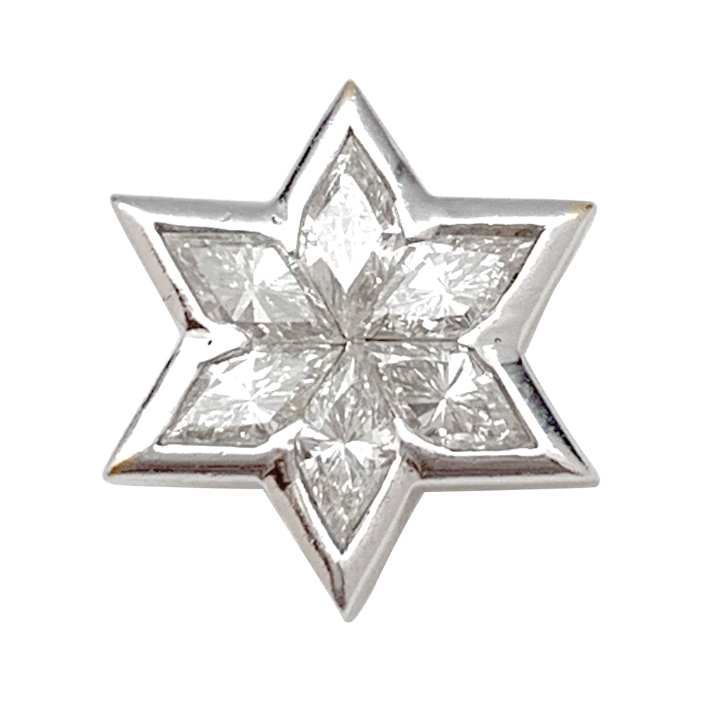 Pendentif en or blanc, étoile diamants. 1