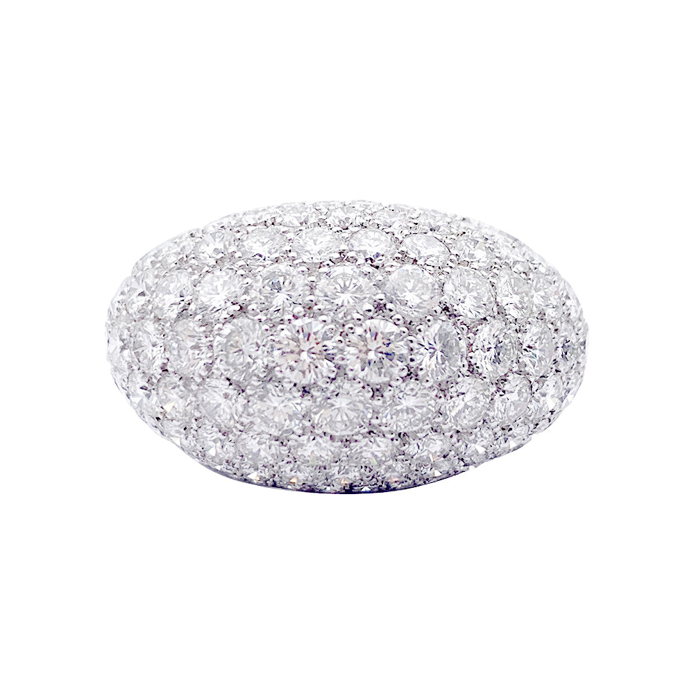 Bague dôme, or blanc, diamants. 1
