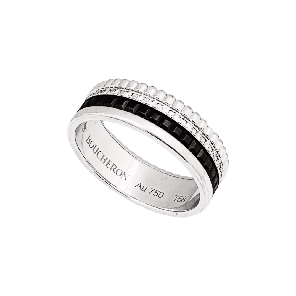 Bague Boucheron,"Quatre Black Edition Small", en or blanc, PVD et diamants. 3