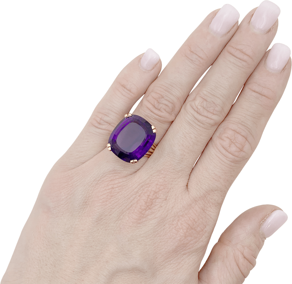 Bague or jaune et améthyste. 7