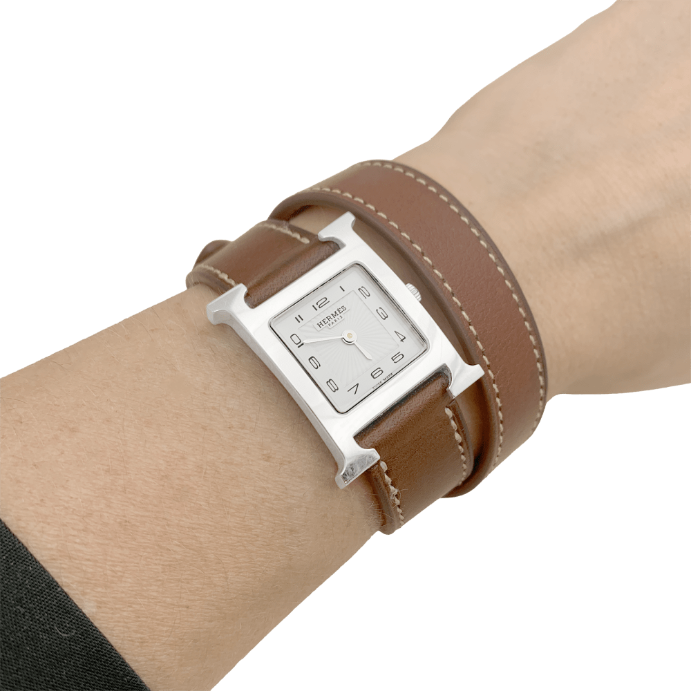 Montre Hermès, "Heure H", acier sur cuir. 7