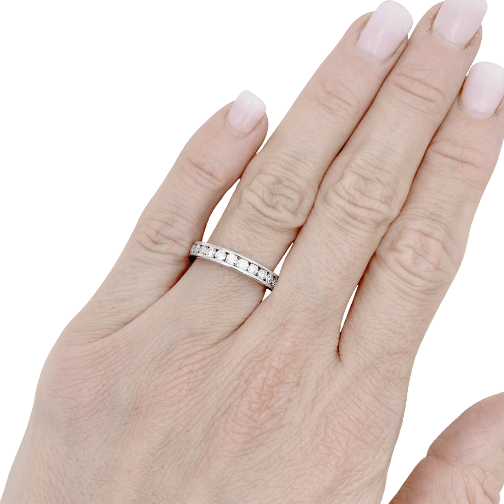 Bague alliance Tiffany & Co.,"Setting", platine et diamants. 5