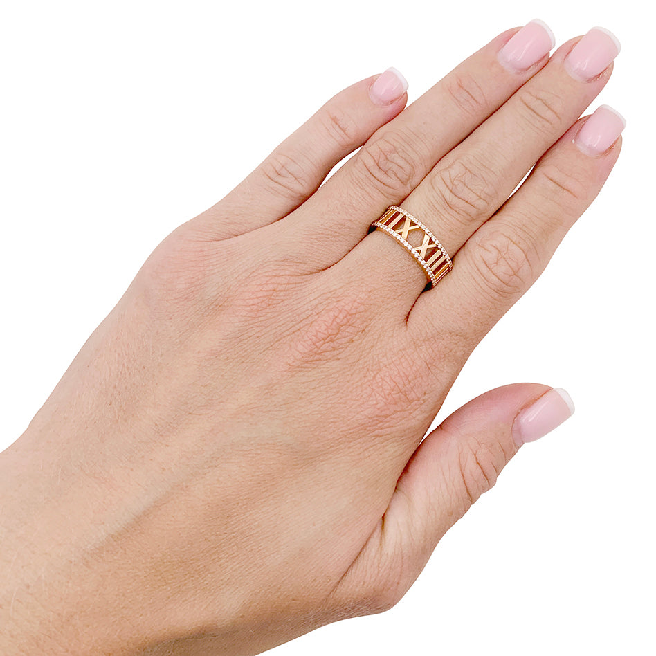 Bague Tiffany & Co. "Atlas" or rose, diamants. 6